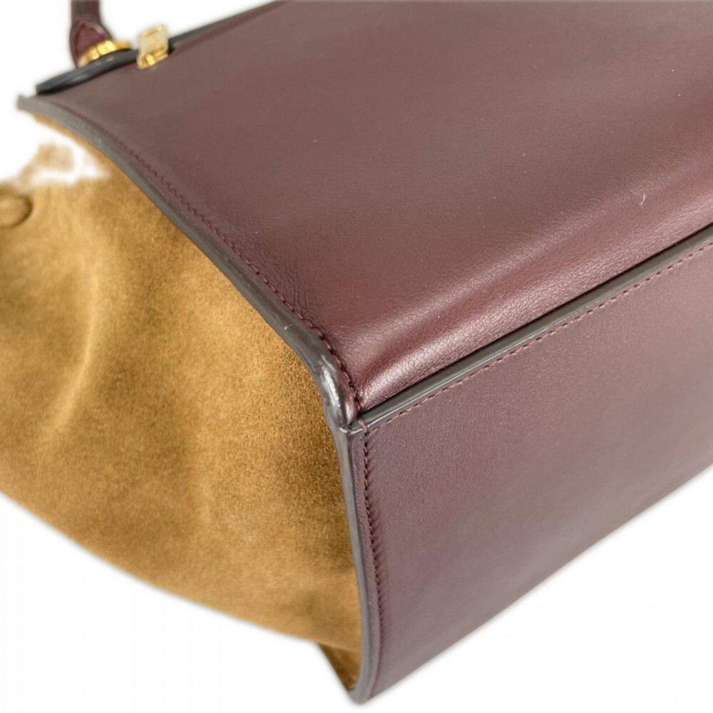 Celine handbag for women, CELINE F-SN-0152, leather, wine red, gold hardware. - Picture 10 of 16